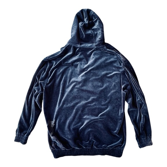 VTG Y2K Karl Kani Navy Black Velour Hoodie Size: XXL - Picture 8 of 8